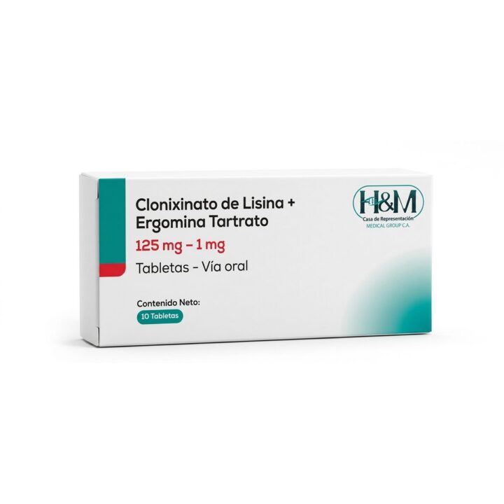 Clonixinato de Lisina + Ergotamina Tartrato 125 mg – 1 mg tabletas
